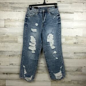 Blank NYC womens sz 29 the baxter ribcage straight leg distressed boho jeans new